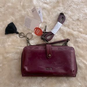 The Sak Iris Leather Cross Body Convertible Wallet Purse - Antique Burgundy